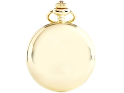 Relógio de bolso analógico clássico dourado com corrente, movimento de quartzo.
