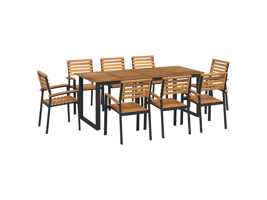 Maison Exclusive - Conj. Jantar P/ Jardim 9 Pcs Madeira De Acácia Maciça E Metal