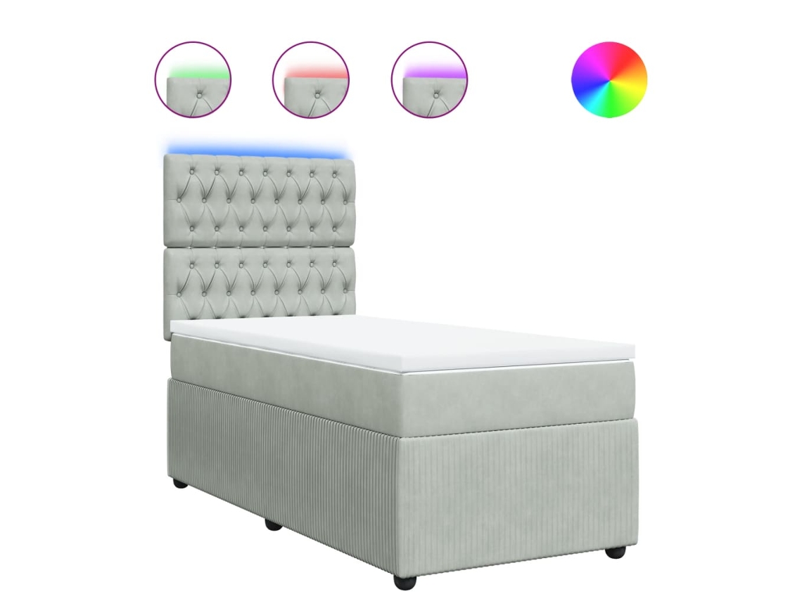 Box Spring Bed, Box Spring Beds Vidaxl Cinzeto Veludo (90 X 200 Cm)