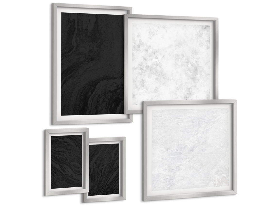 Conjunto De Pinturas Mármores Claros E Escuros Glamour Espelharte (5 Peças)