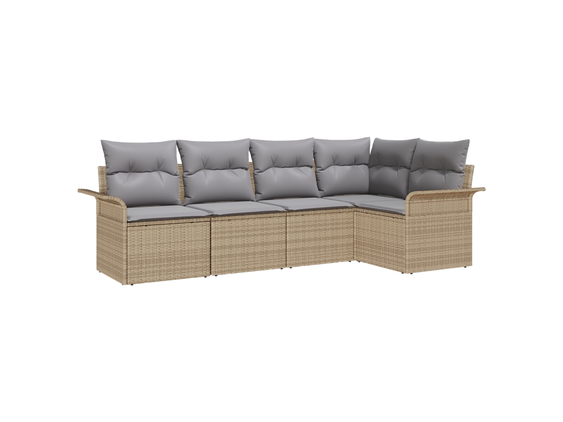 Conjunto 5 Conjunto De Sofás Para Exterior Vidaxl Bege Vime Pe (242,5 X 132,5 X 69 Cm)
