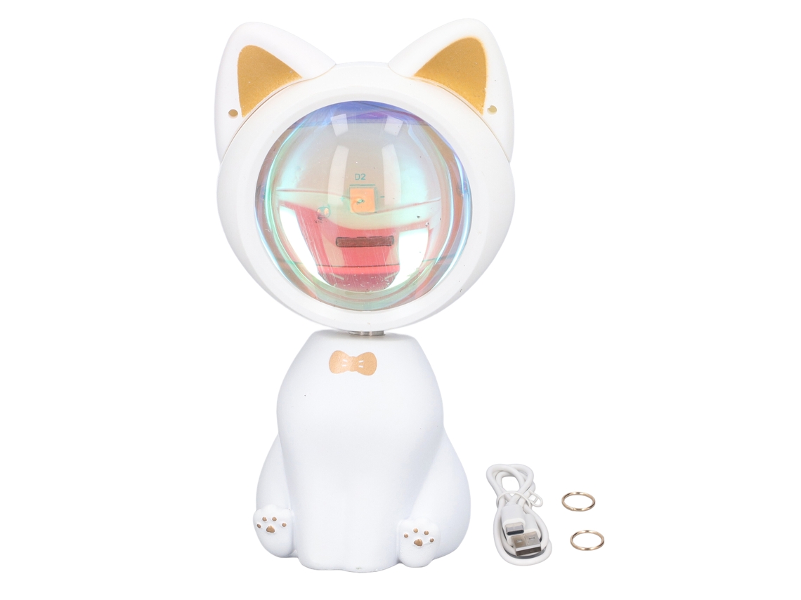 2026 lâmpada de Projeção por Solpor Gato Branco Bonito com Rotação de 360° Usb Aplicação Ampla para Dormitório Festa