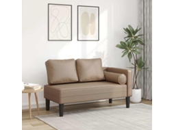 Vidaxl Chaise Longue Com Almofadões Couro Artificial Cor Cappuccino