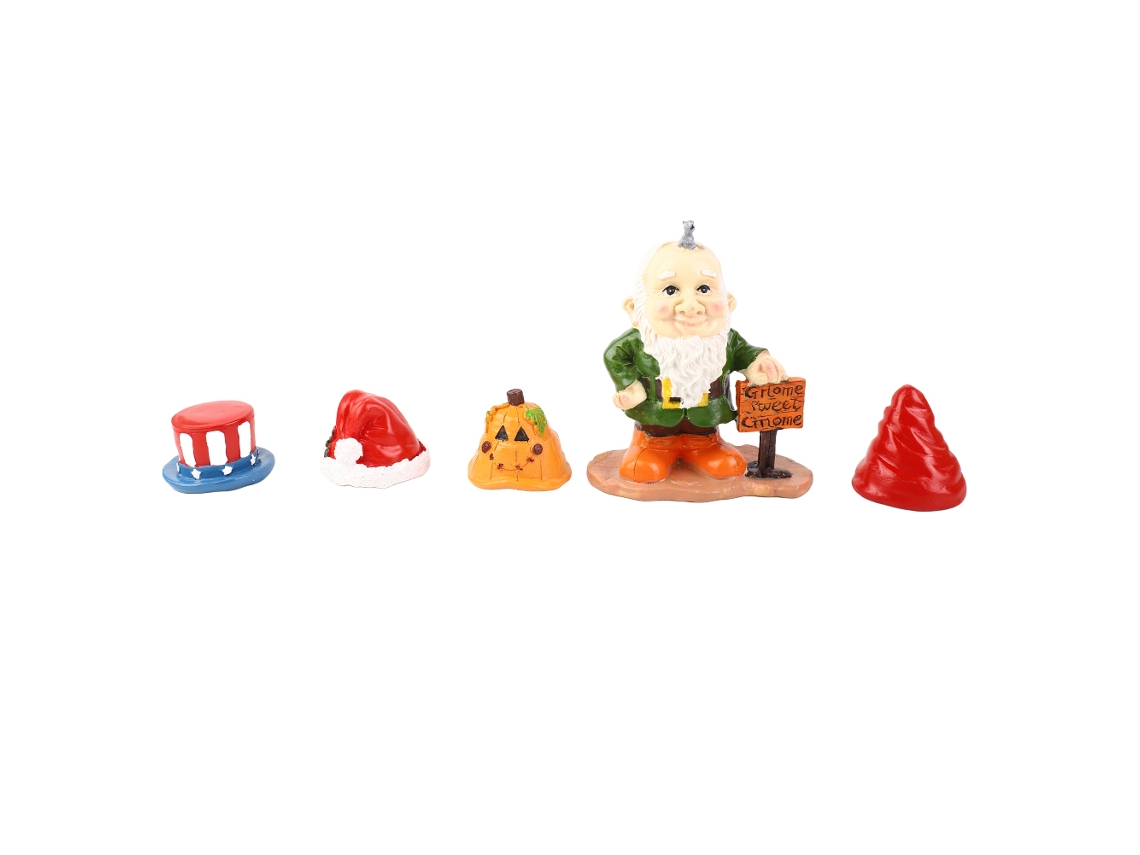 Estátua De Goblin De Resina Com 4 Chapéus Para Decoração
