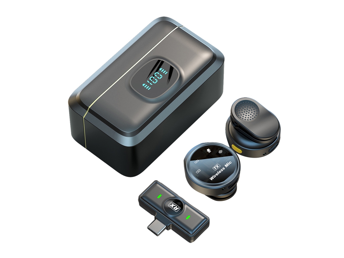 Micrófono Inalámbrico Lavalier Clip-on 2.4g Para Smartphone Android Com Cancelamento De Ruído E Estojo De Carga Para Vlog Stream Entrevista