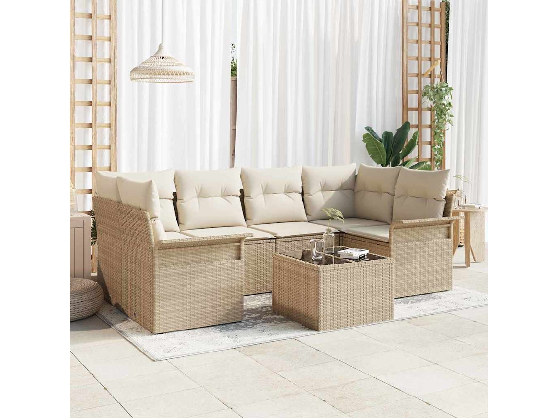 Vidaxl Conjunto De Sofá De Jardim 7 Unid. 6-número De Lugares