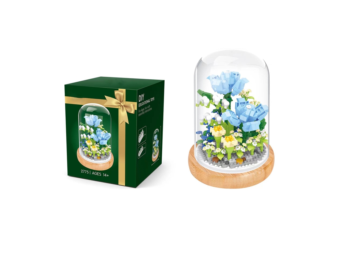 Bloque de Construção Miniatura Bouquet Plantas Azul com Capa Protectora