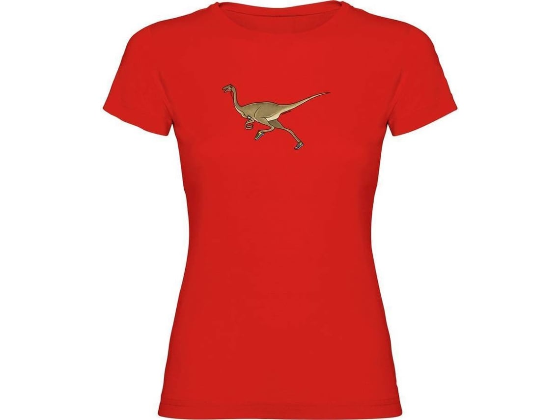 T-shirt para Mulher KRUSKIS Dino Run Vermelho para Corrida (L)