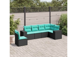 Vidaxl Conjunto De Sofá De Jardim Com 6 Peças E Almofadas Em Rattan Sintético Preto