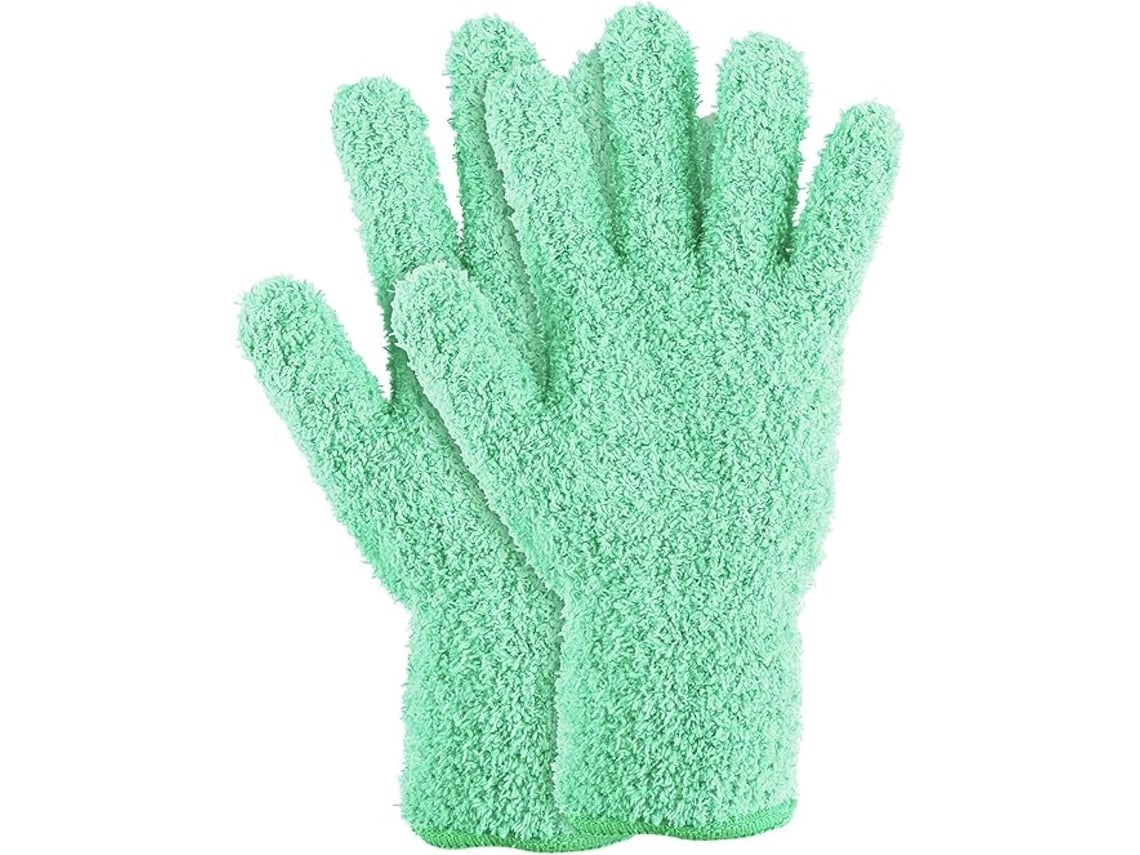 Par De Luvas Verdes Para Limpeza, Reutilizáveis ​​e Laváveis.