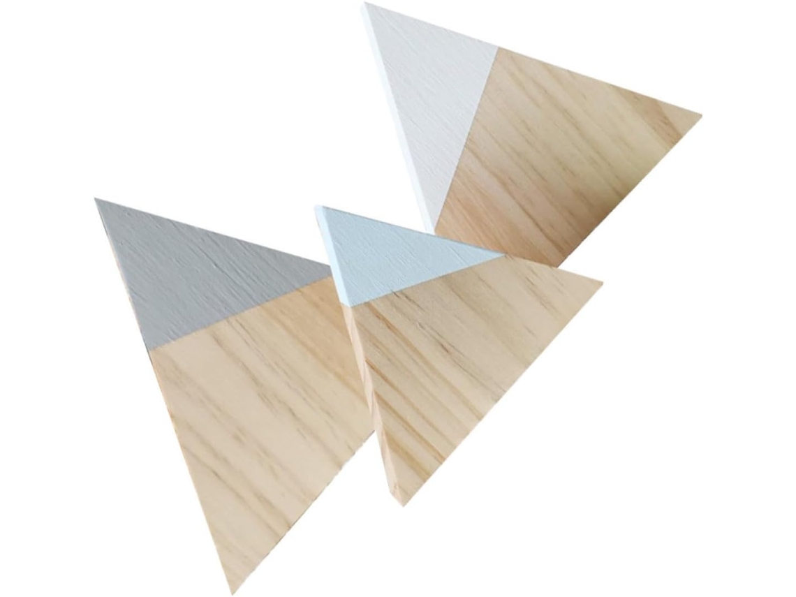 Conjunto De 3 Peças De Decoração De Parede Triangular Em Madeira Com Tema De Montanha.