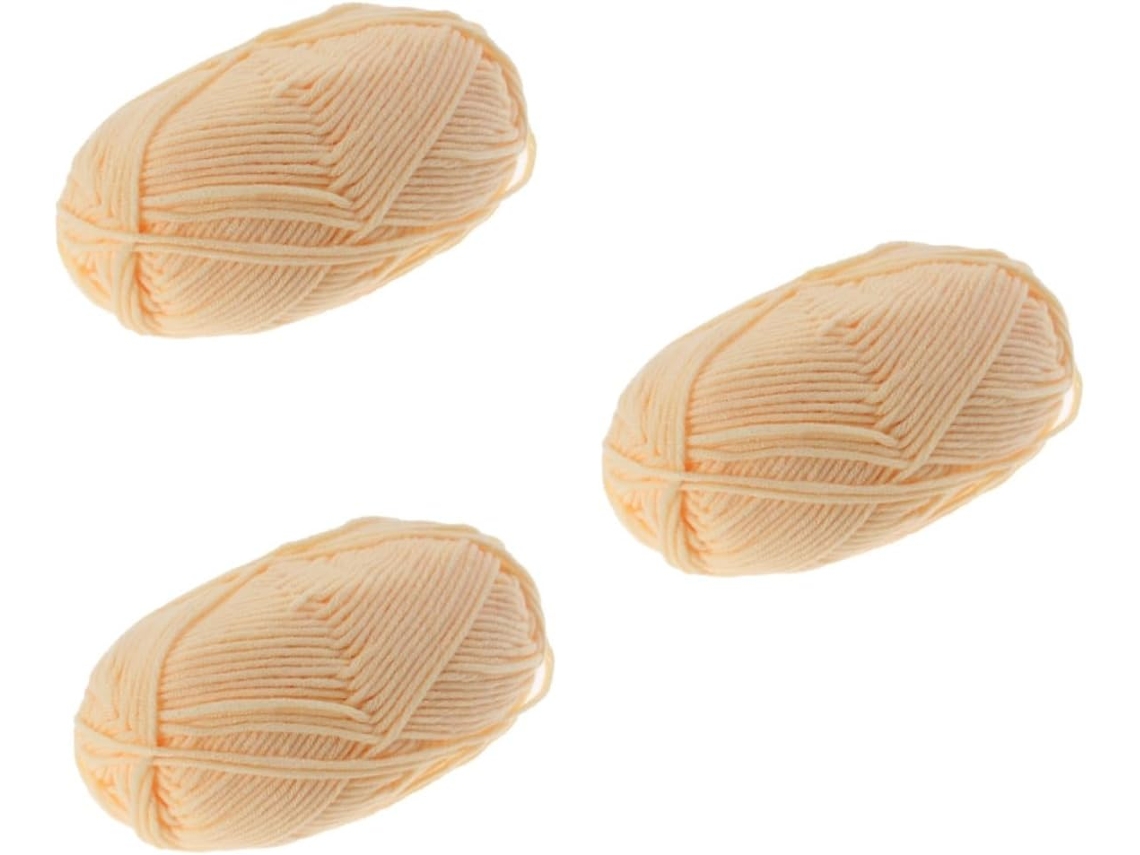 Fio De Algodão, 3 Un., Tipo Leite Para Crochê De Cachecóis E Gorros