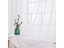 Cortinas Translúcidas Linjou 2 Painéis Cor Única Branco 140x245cm para Quarto e Sala | S/MARCA