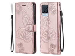 Capa Estampa Motivo Borboleta Para Realme Realme 8/8 Pro 4g Pele Sintética Rosa