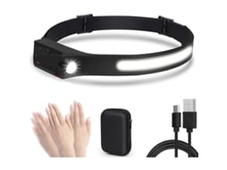Lanterna Frontal Super Brilhante 350 Lumens 6 Modos Sensor Usb Recarregável Ipx6 para Camping Pesca Caminhada