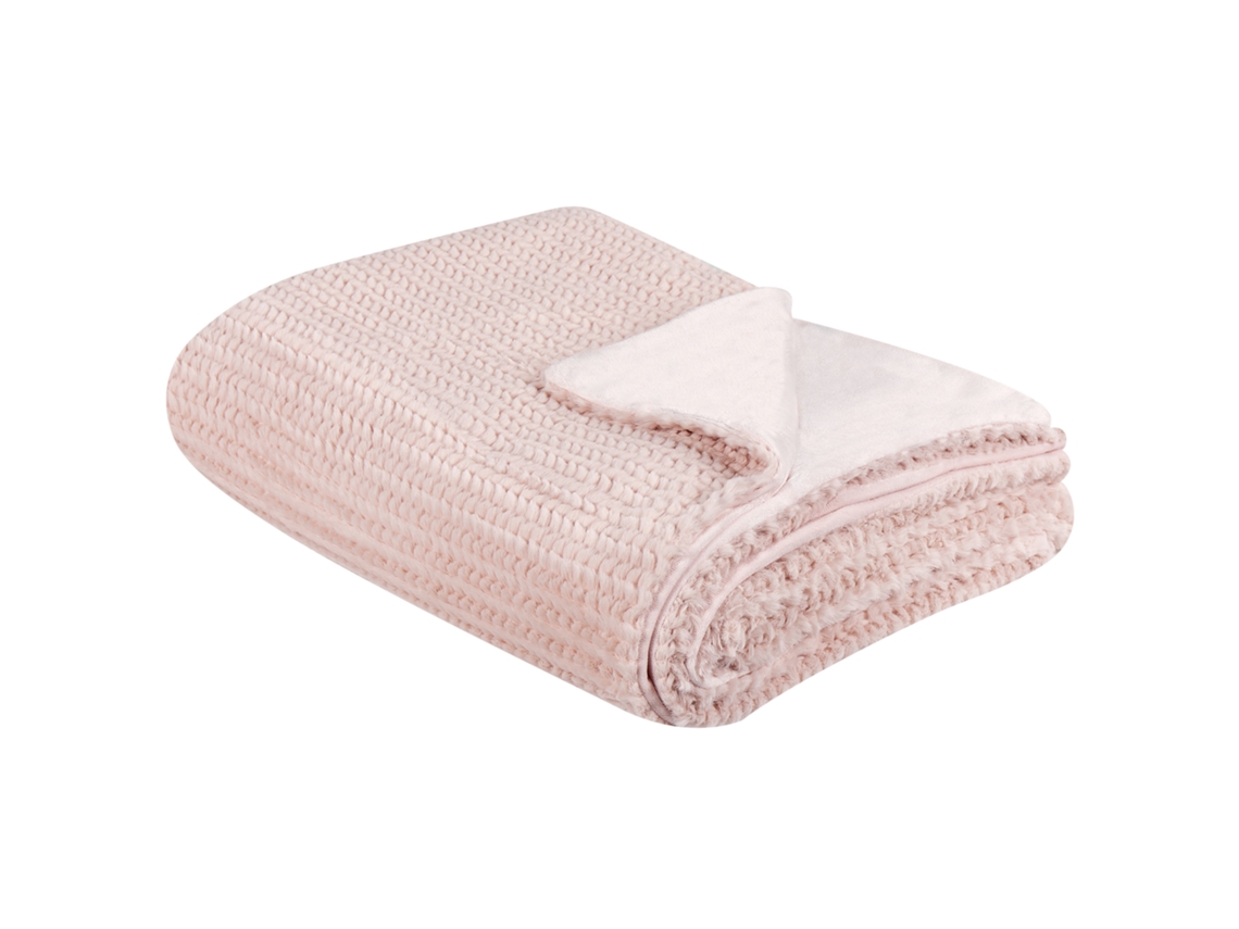 Colcha Decorativa Beliani Bjas De Poliéster Rosa 150x200x1