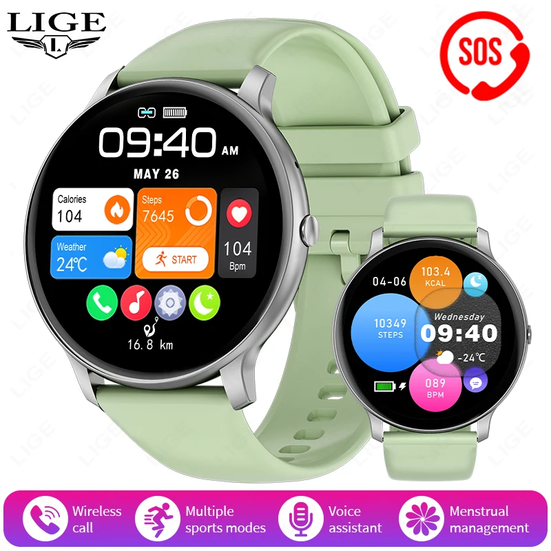 Smartwatch (silicone Verde) Com Chamadas Bluetooth, Compatível Com Android E Ios, E Monitoramento De Saúde.
