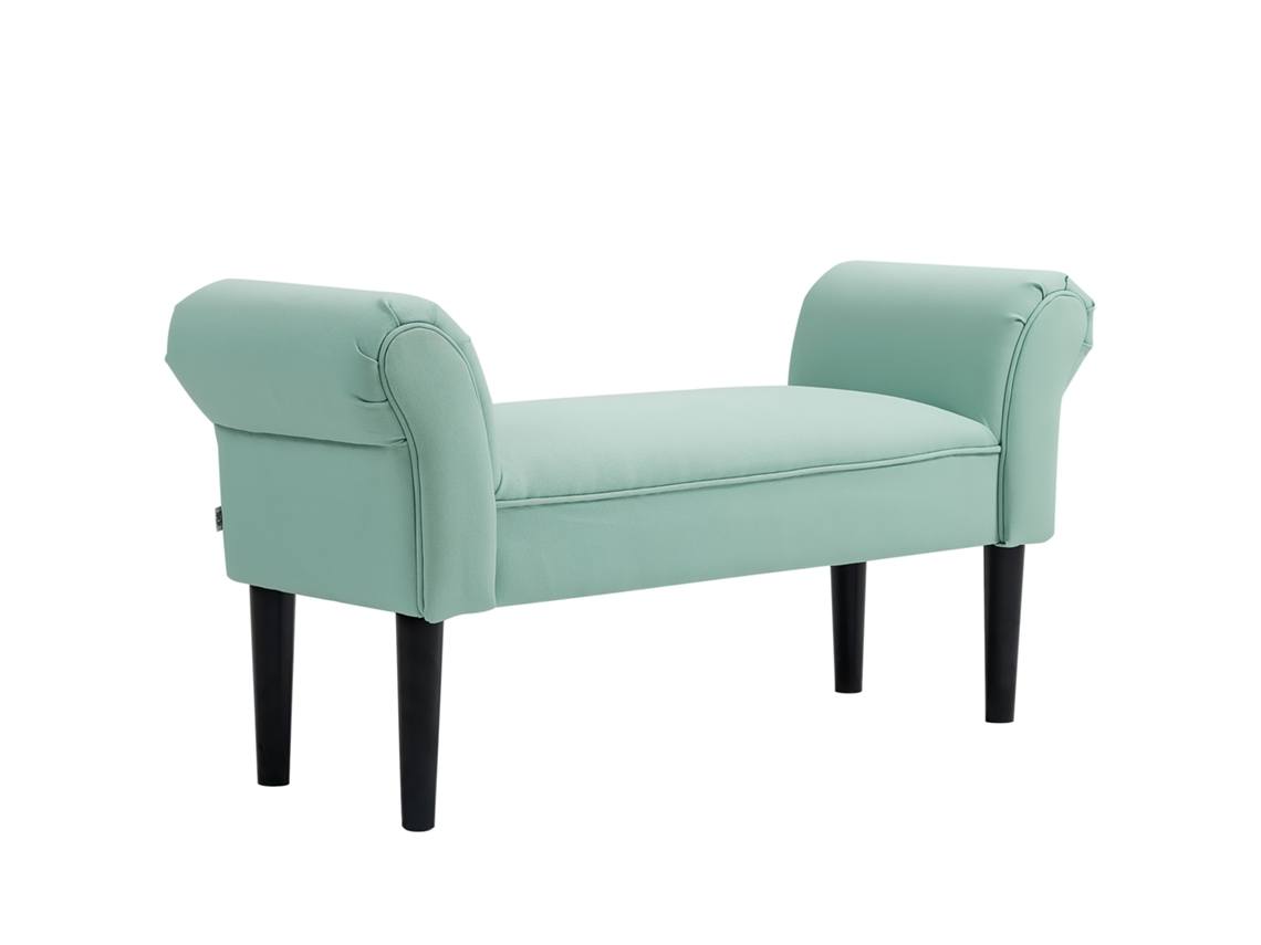 Banco Estofado, Cabeceira, Tecido Voile, Verde, 102x36x51 cm CHEZMOI