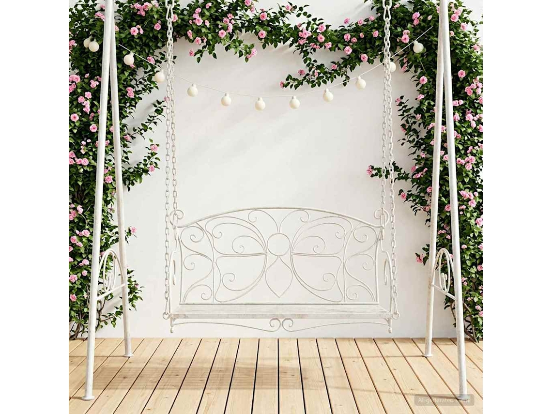 Vidaxl Banco De Balanço Aço 105,5 X 61 X 56 Cm Branco Antigo