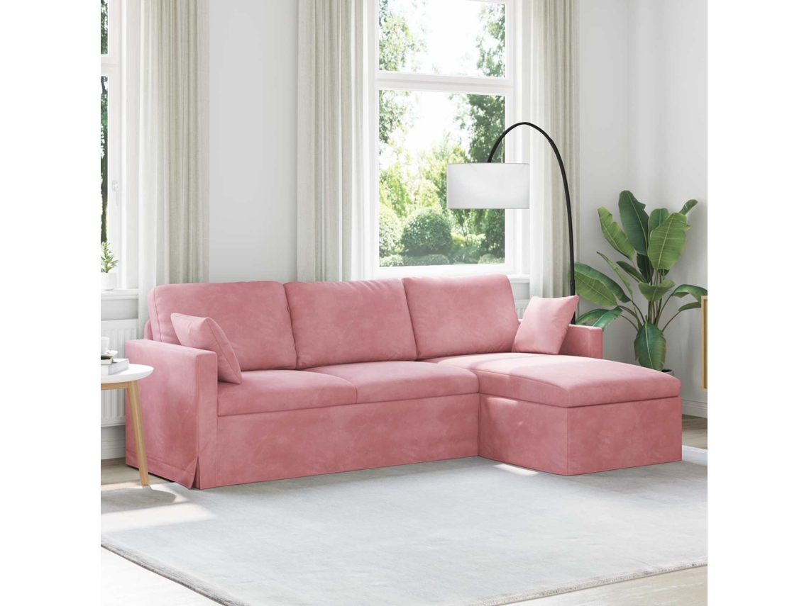 Vidaxl Sofá Rosa 228 X 134 X 80 Cm Veludo