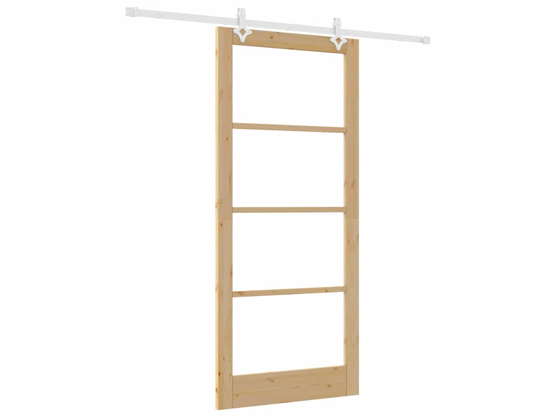 Conjunto 1 Porta Deslizante Vidaxl Castanho Madeira De Pinho Maciça (93 X 211 Cm)