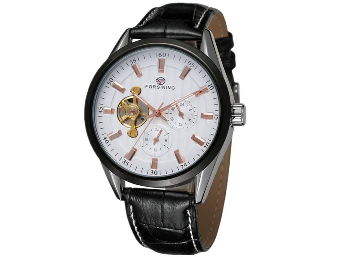 Relógio de pulso mecânico automático masculino Forsining para negócios (branco)