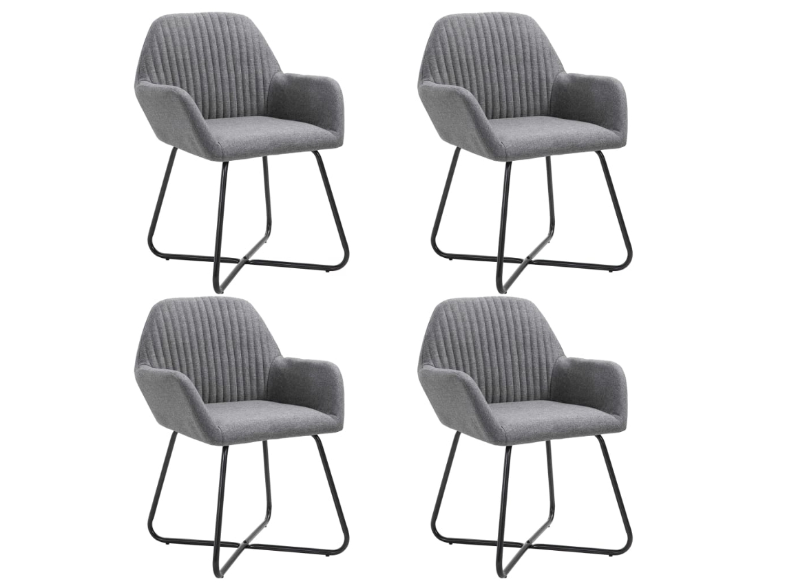 Vidaxl Cadeiras De Jantar 4 Pcs Tecido Cinzento-escuro