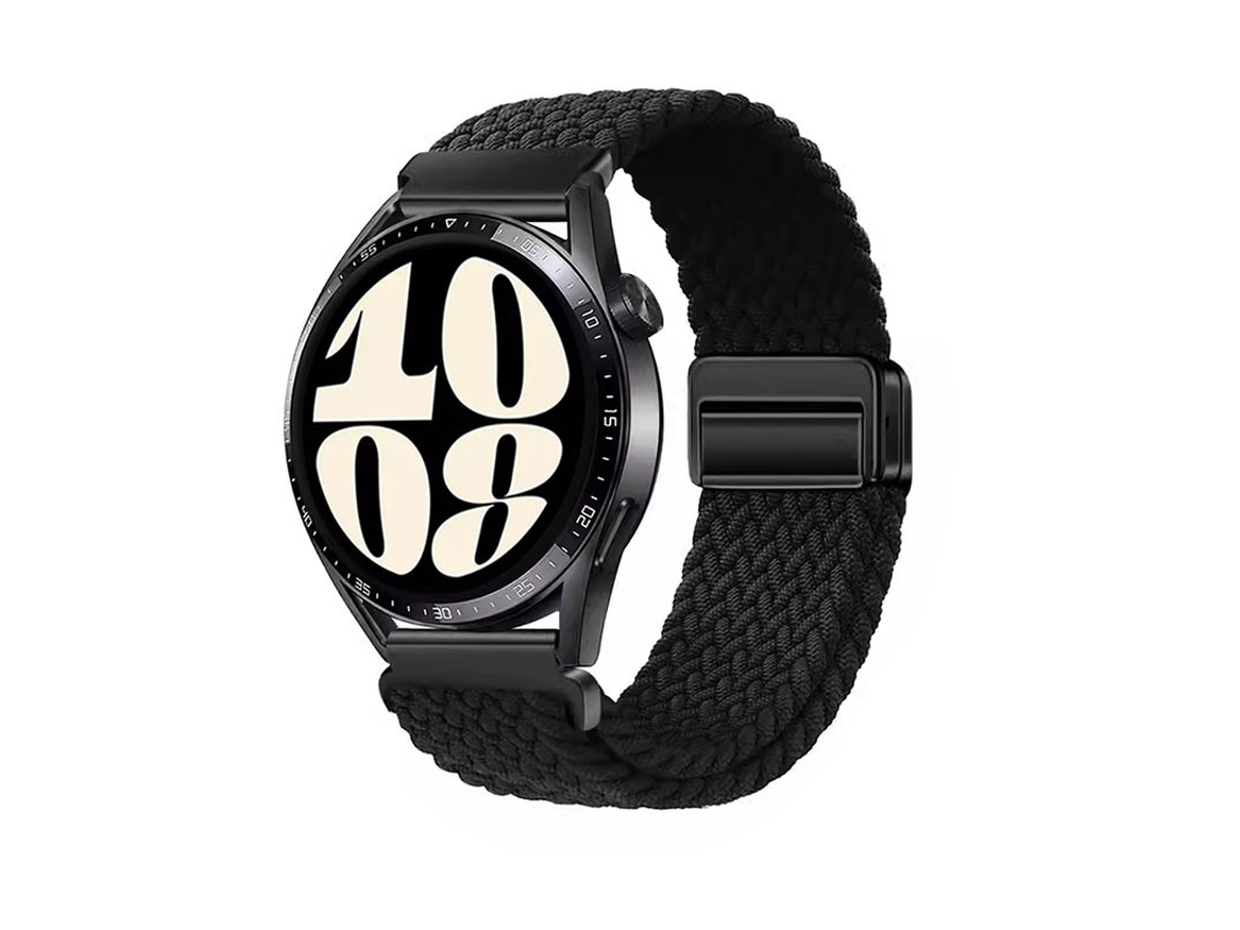 Pulseira de nylon com data magnética, compatível com Huawei Watch 5, Samsung Galaxy Watch 7 e Xiaomi Mi Watch.