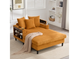 Lounge Multifuncional Em Veludo Cotelê Chaise, Descanso Amplo, Porta-copos Dupla Face, Luz Led, Bolso, Compartimento, Usb E Pés Plásticos.
