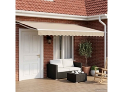 Vidaxl Estrutura De Toldo Manual Com Leds Bege E Branco 4 × 3,5 M