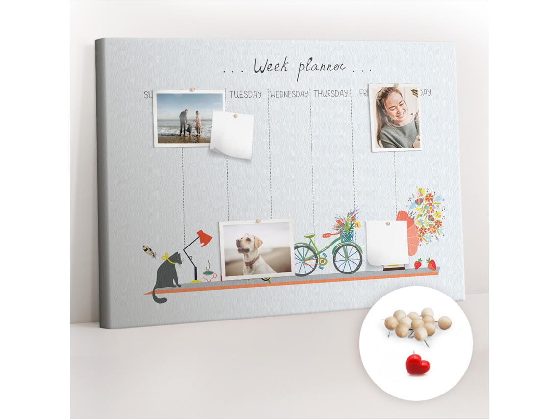 Painel De Cortiça Para Parede Planeador Semanal Para O Quarto Das Crianças Espelharte (100x70 Cm)