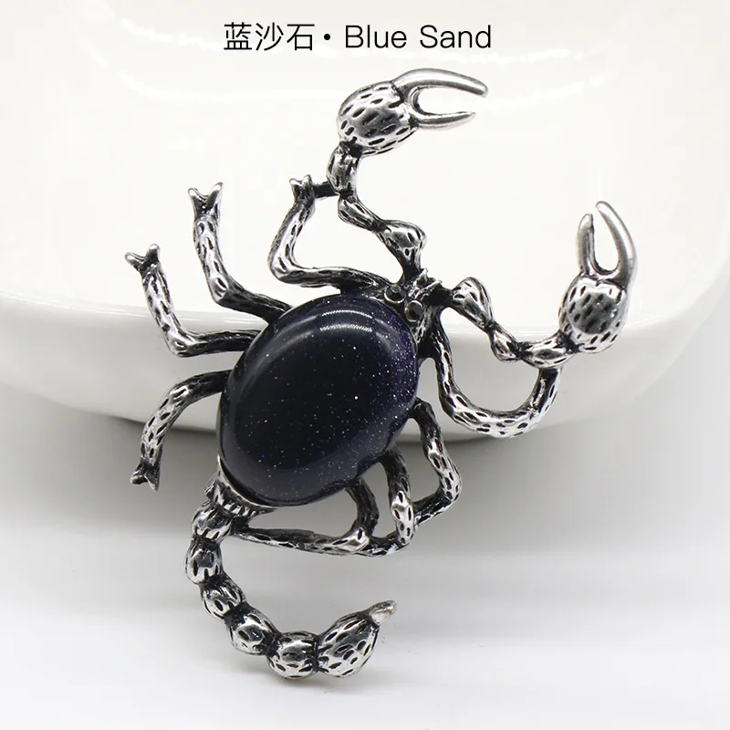 Colar com Pingente de Escorpião de Pedra Natural para Cura da Aura MDUG (areia Azul)