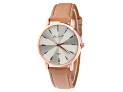 Reloj De Cuarzo Casual Para Hombre Y Mujer Con Correa De Cuero Pu Color Café Claro