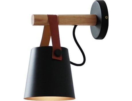 Arandela De Parede De Madeira Lâmpada De Cabeceira Luz Noturna Moderna Abajur Nórdico Decoração De Casa 249955 Preto Wewoo (preto)