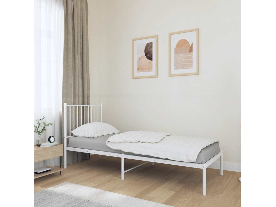 Vidaxl Estrutura De Cama Sem Colchão Com Cabeceira 75x190 Cm Branco