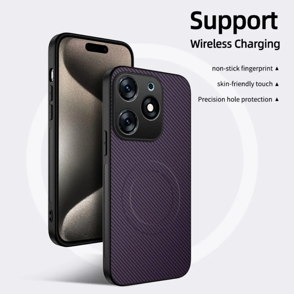 (roxo, Redmi Note 15 Pro) Caso De Telefone Texturizado Em Fibra De Carbono Com Suporte Para Carregamento Sem Fio Por Sucção Magnética