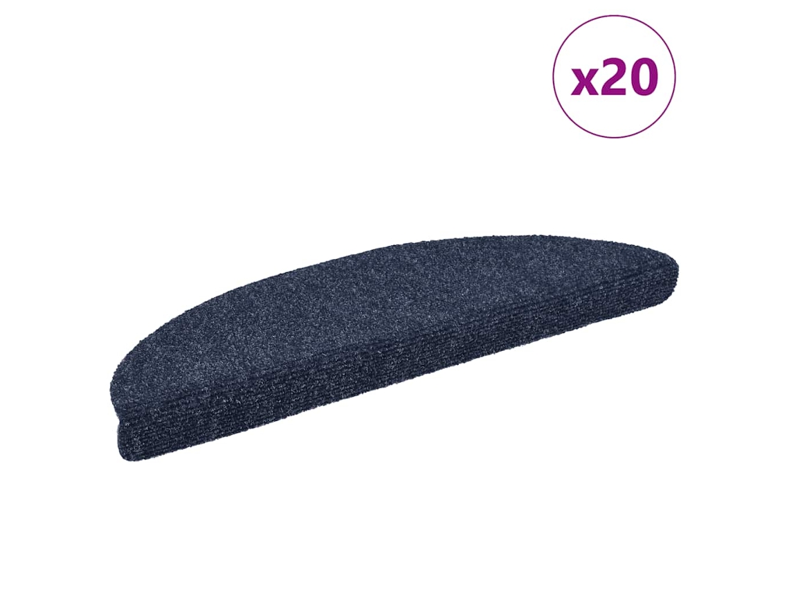 Vidaxl Tapetes De Escada Autoadesivos 20 Peças 56x17x3 Cm Azul Meia-lua