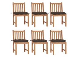 Vidaxl Cadeiras De Jardim 6 Pcs C/ Almofadões Madeira De Teca Maciça