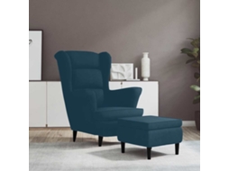Poltrona com apoio de braços de 54 cm em veludo Azul HARLANV1