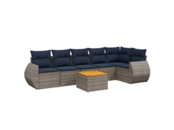 Conjunto de Sofá de Jardim, 7 Peças, Almofadas, Rattan Cinza MAISON EXCLUSIVE