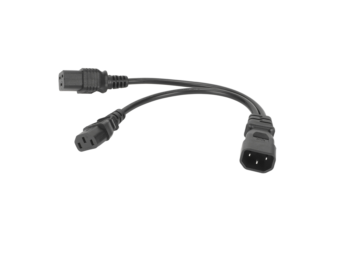 Cabo de Alimentação Iec320 C14 para C19 e C13, Cabo Divisor Y Simples Iec 320 C14 para C19 C13, 10 A, 250 V, 32 Cm CHABERLU