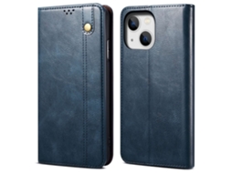 Capa Textura Louco Para Iphone 14 Pele Sintética Anti-riscos Azul