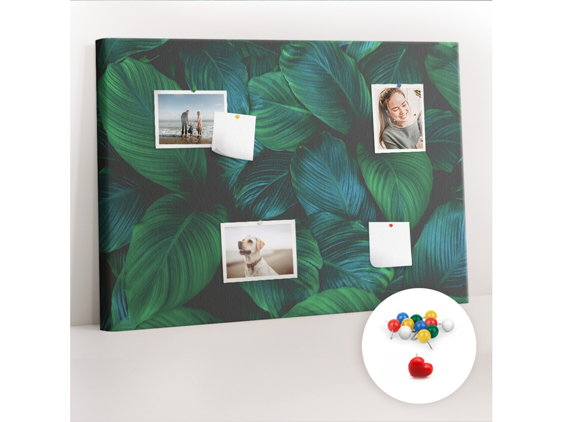 Quadro De Cortiça Com Impressão Folhas Da Natureza Para O Quarto Das Crianças Espelharte (70x100 Cm)