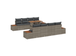 Conjunto 9 Conjunto De Sofá De Jardim Vidaxl Cinzento Vime Pe (100 X 55 X 73 Cm)