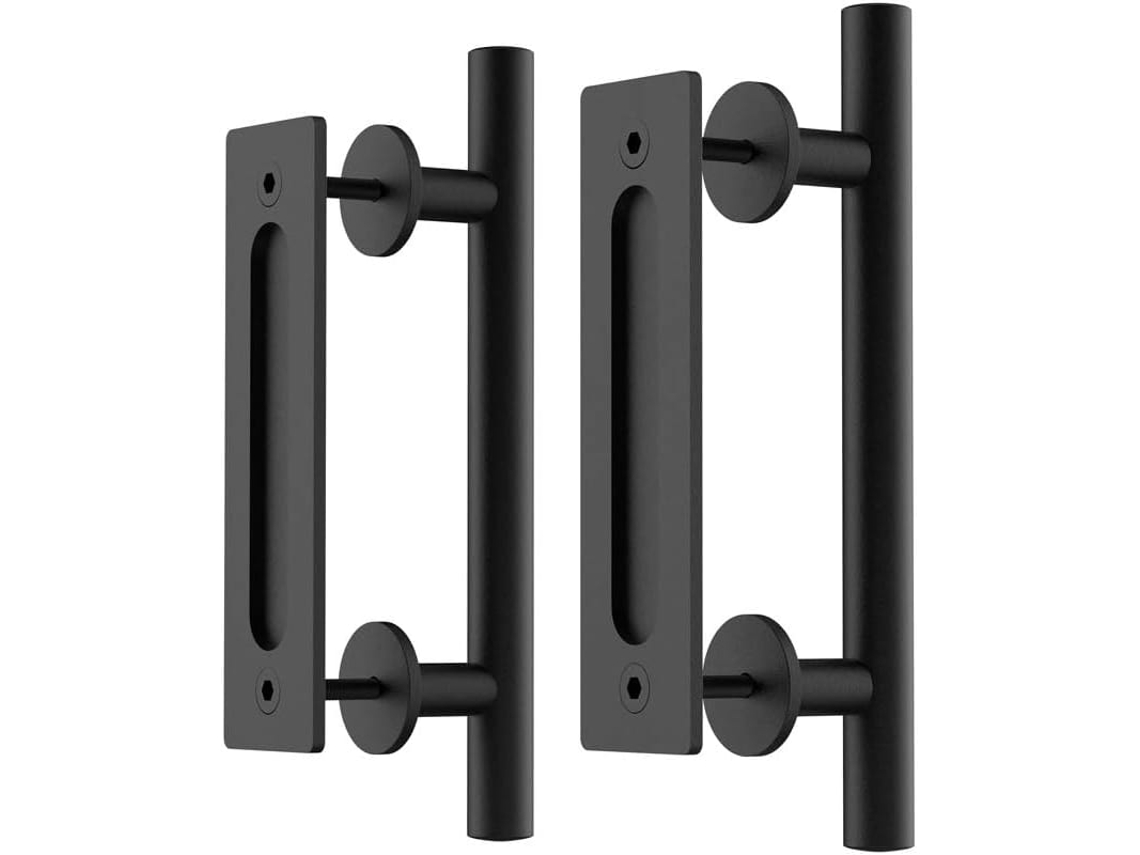 2 Pack L Handle De Porta Deslizante 30cm 12 Polegadas Preto, Aço Anti-óxido, Para Portões, Garagens, Armários