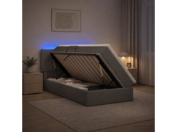 Vidaxl Cama De Armazenamento Led Com Colchão Cinzento-escuro