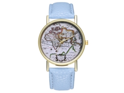 Reloj De Pulsera Analógico De Cuarzo Con Dial Redondo Para Mujer Y Hombre (azul Claro)
