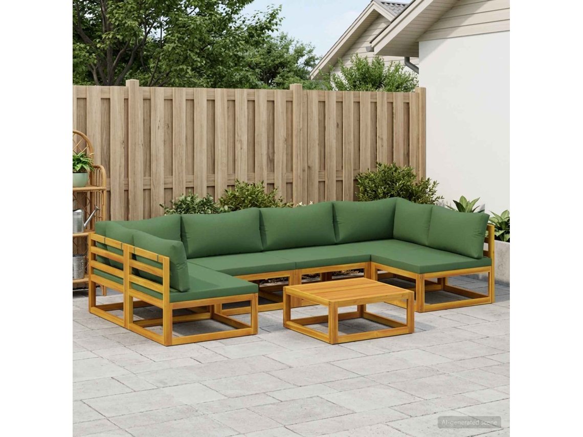 Vidaxl Conjunto De Sofás 7 Unid. Natural Madeira Sólida De Acácia