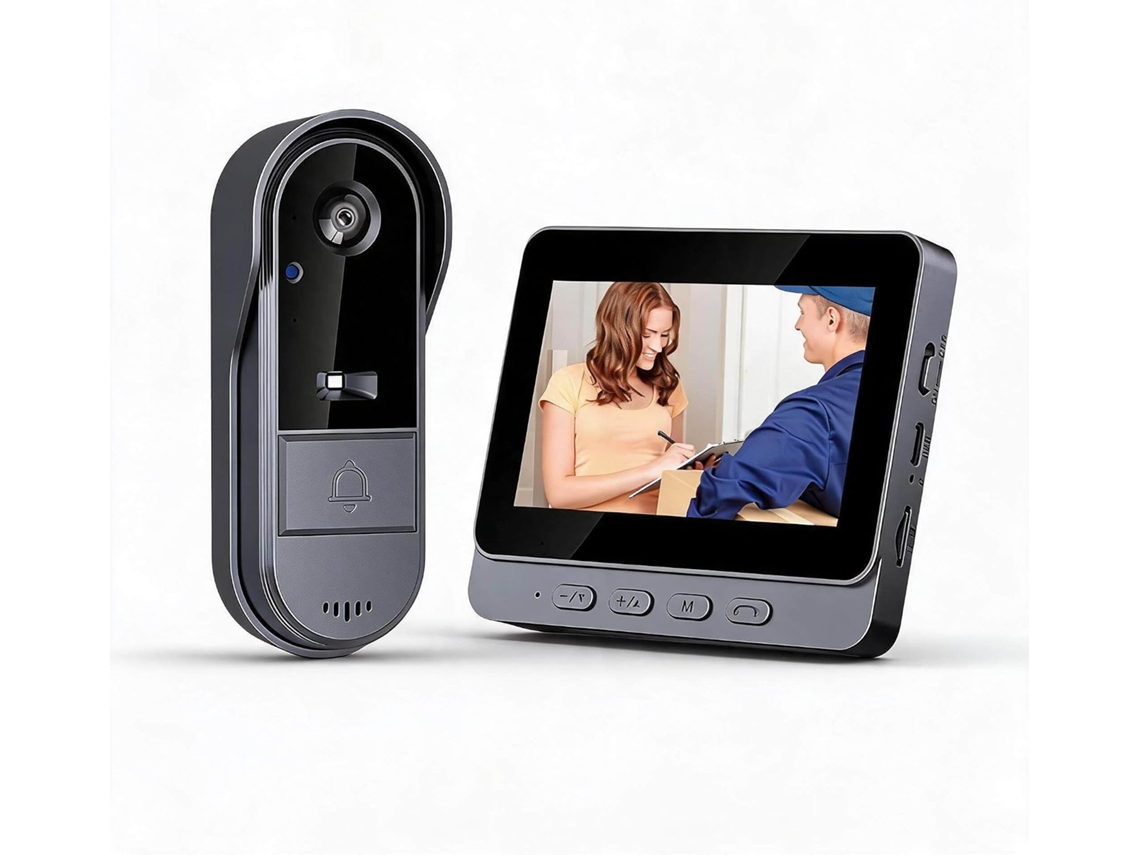 Campainha De Vídeo- Sistema De Intercomunicação Com Vídeo, Câmera Inteligente Com Monitor Hd 1080p De 4, 3 Polegadas E 8mp