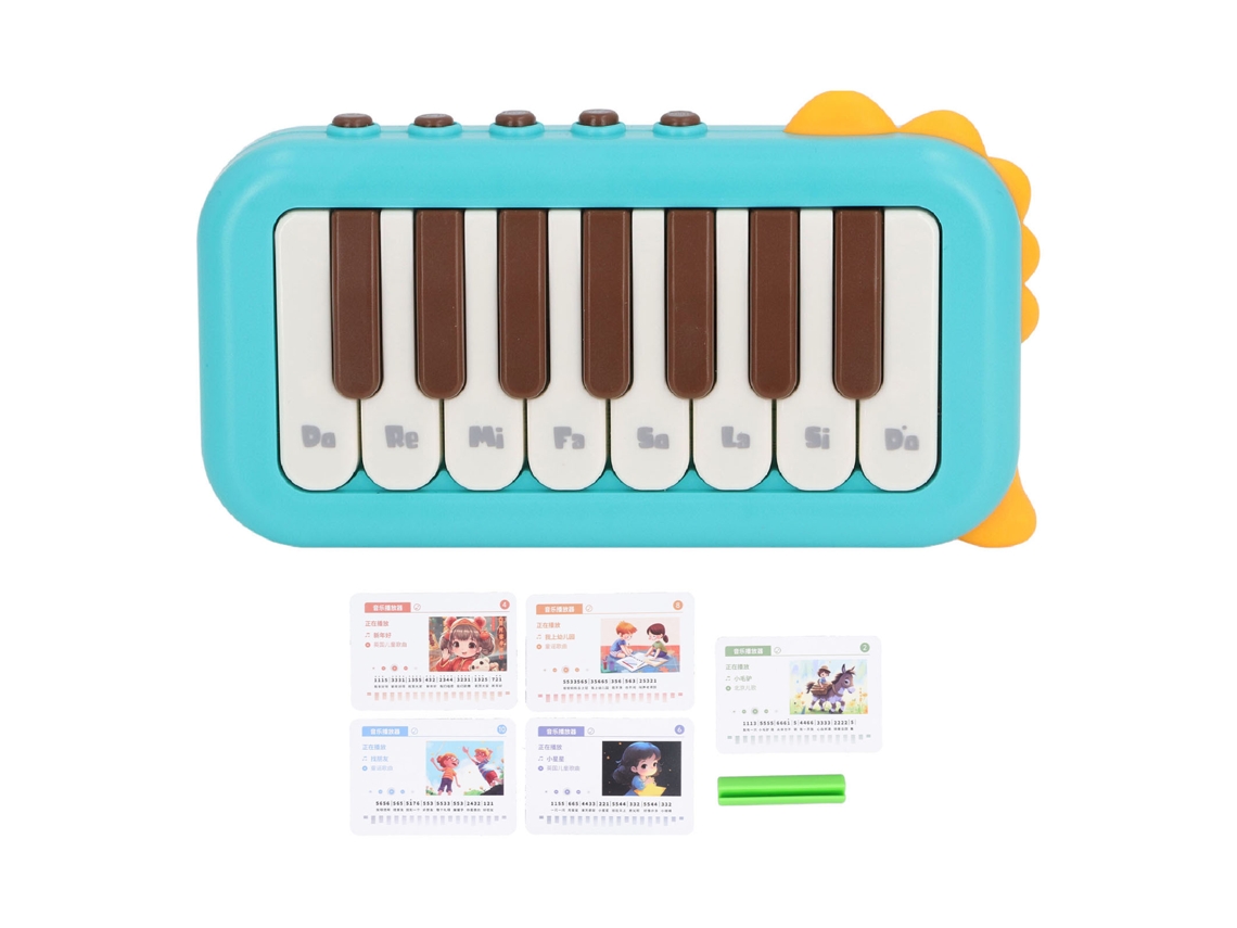 Mali teclado de Piano Portátil para Crianças 15 Teclas Instrumento Musical Educativo Azul